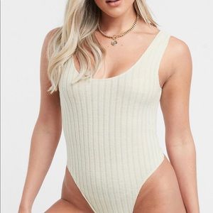 ASOS - Loungeable Soft Knit Rib Scoop Back Bodysuit (shorts not included)